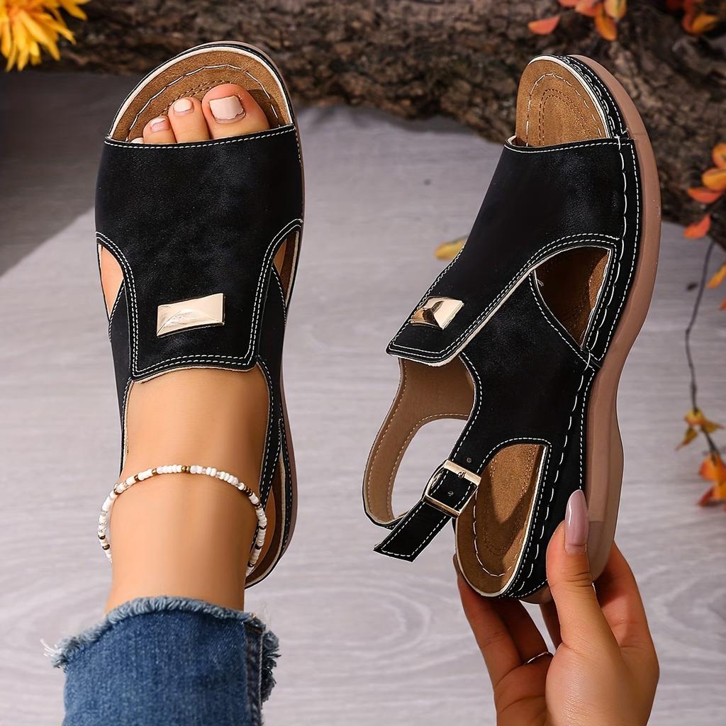 Summer New Large-size Women's Sandals, Elastic Strap Wedge-toe Slip-on Fashionable Sandals for Women, Summer Beach Sandals