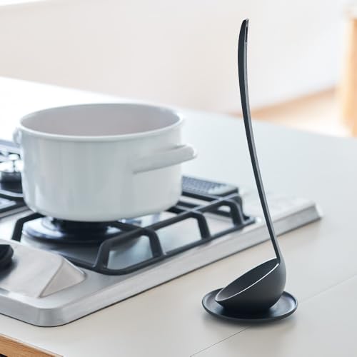 H Concept +d Tate Otama Mini, Black (D-502-BK), Standing Ladle with Small Plate, Space-Saving Design