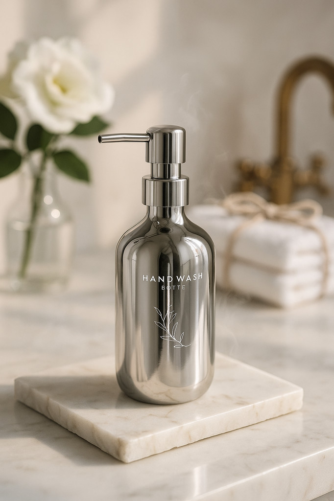 500Ml Shampoo Bottle Electroplating Pp Press Type Lotion Empty Bottle Bathroom Shower Gel Large-Capacity Soap Dispenser