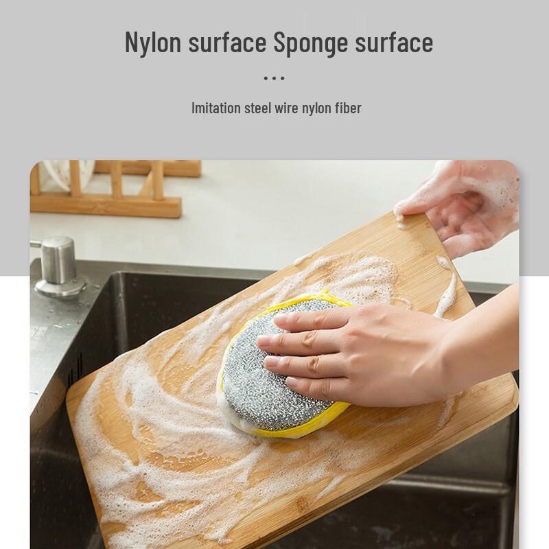Non-Stick Kitchen Dishwashing Sponge & Double-Sided Scrubber Magic Wipe
