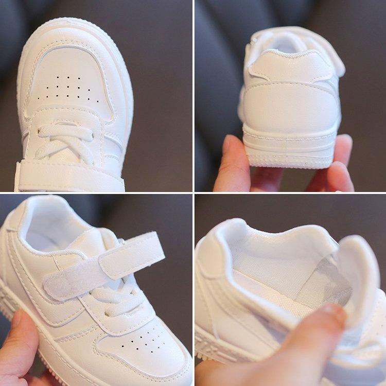 Children's white sneakers for boys and girls, spring soft-soled shoes, new student sports shoes, white girls' shoes