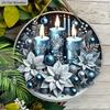 Flat Blue Wooden Christmas Plaque for Wall Front Door Home Decor