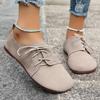 Große Damenschuhe Retro-Stil Flachsohlige Lässige Allround-Damen-Single-Schuhe Niedrig geschnittene Schnürung vorne Erbsenschuhe