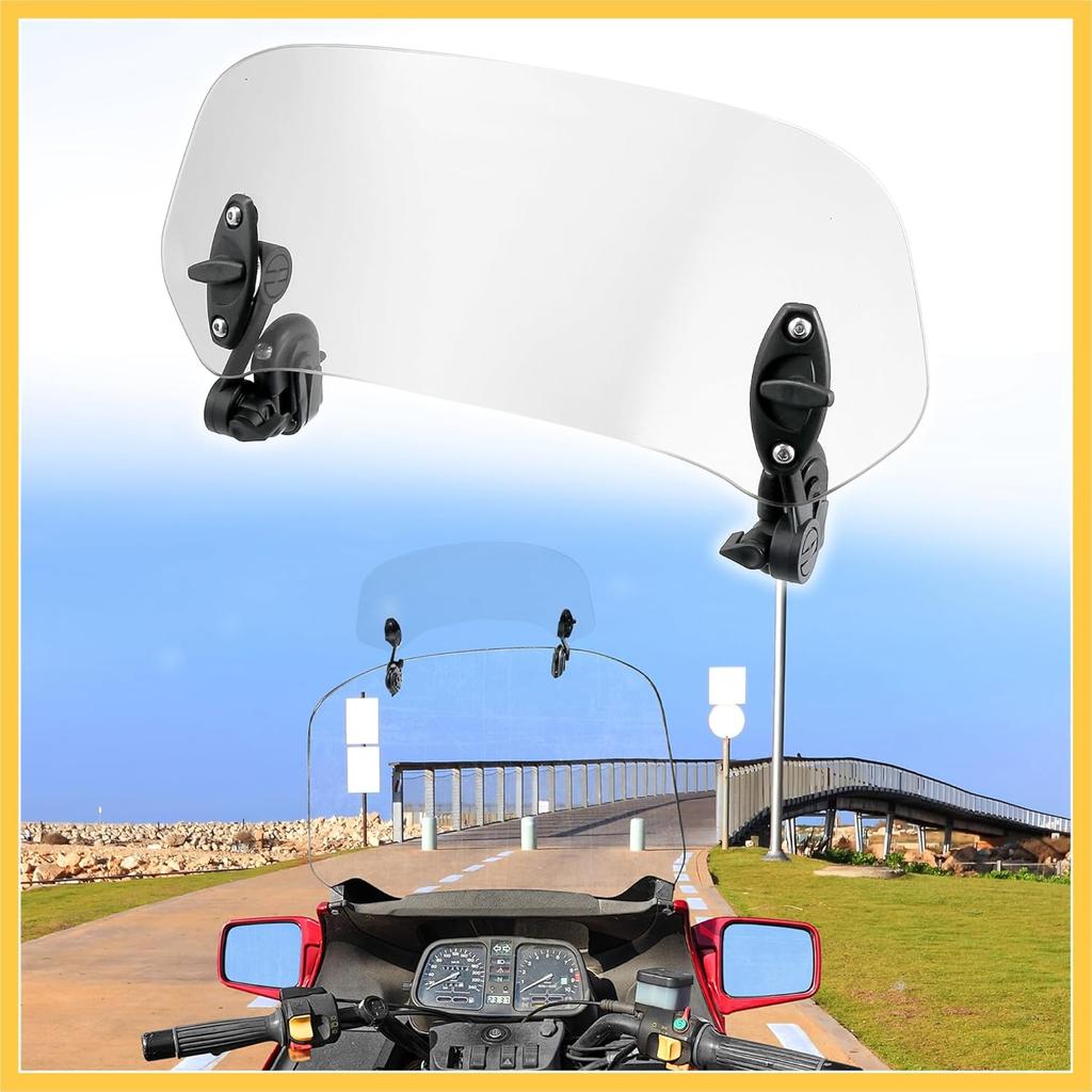 28.5cm Motorcycle Windshield Motorcycle Wind Deflector Clear Lens Adjustable Clip Windshield Extension Universal Fit for Most Motorcycle Scooter Auto