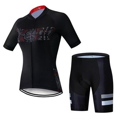 Summer Short Sleeve Riding Bicycle Cycling Clothing Set Black Women Sport Jerseys Suits