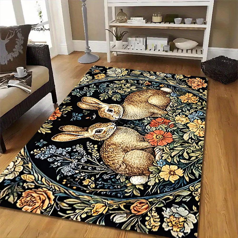Easter Bunny Decorations Set Decoration,Carpet,Living Room,Bedroom, Non-slip,Square rug