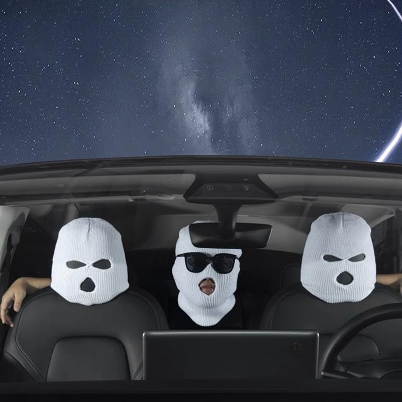 Funny Seat Head Cover Halloween Decorations Pillow Car Seat Cover Ski Facecover Wrap For Protection Interior Car Accessories