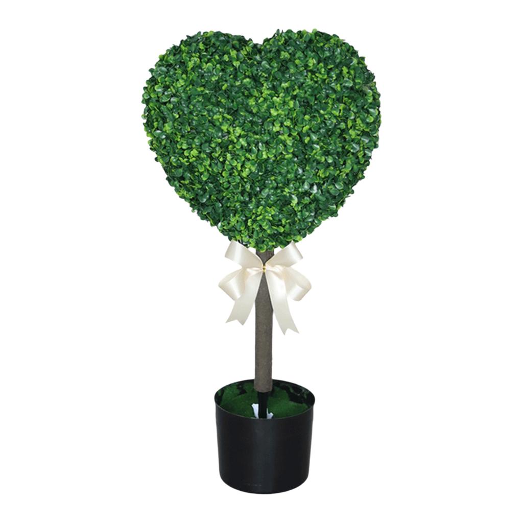 Artificial Heart Shaped Topiary Plant with Lifelike Leaves Faux Decorative Potted Tree for Indoor Office Home Decor Display