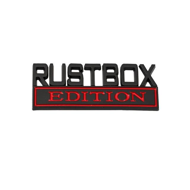 1Pc 3D Metal RUSTBOX Edition Logo Car Front Grille Badge Side Fender Rear Trunk Emblem Sticker Decal Badge Sticker чёрный/красный