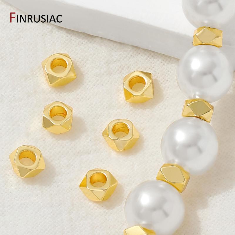 14K Gold Plated Brass Faceted Spacer Beads,Separator For Beads,DIY Bracelet Making Accessories,Jewelry Materials