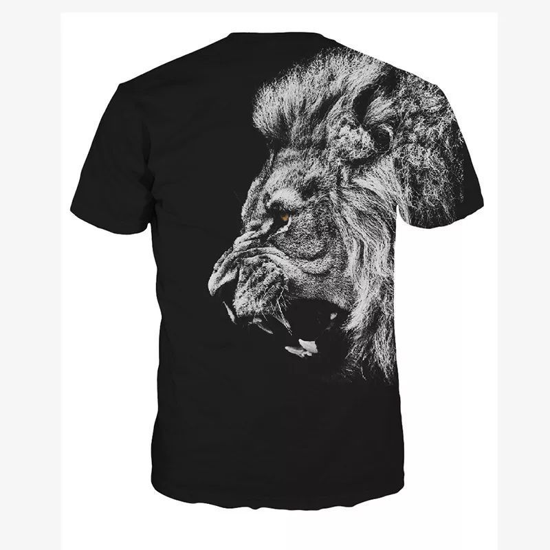 Short Sleeve Crew Neck T-Shirt 3D Digital Printing Summer New Fashion Versatile Men Animal Wolf Cat