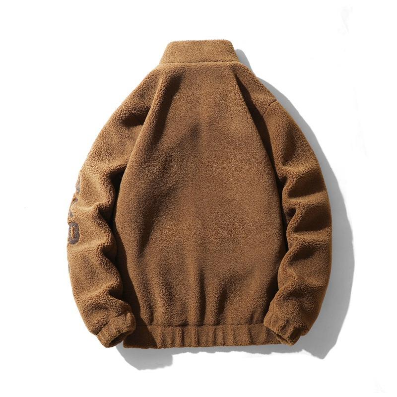 Stand-up Collar Cuffs Large Letter Embroidered Lamb Wool Cotton-padded Coat Men's Winter Thickened Warm Youth Casual Coat Cotton-padded Jacket Tide