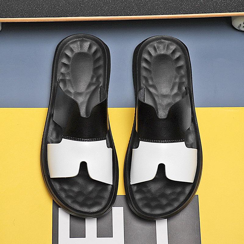 

Летние новые мужские кожаные сандалии, дышащие, пляжные, с плоским дном, с открытым носком, модная и удобная обувь, летние тапочки 47 белый