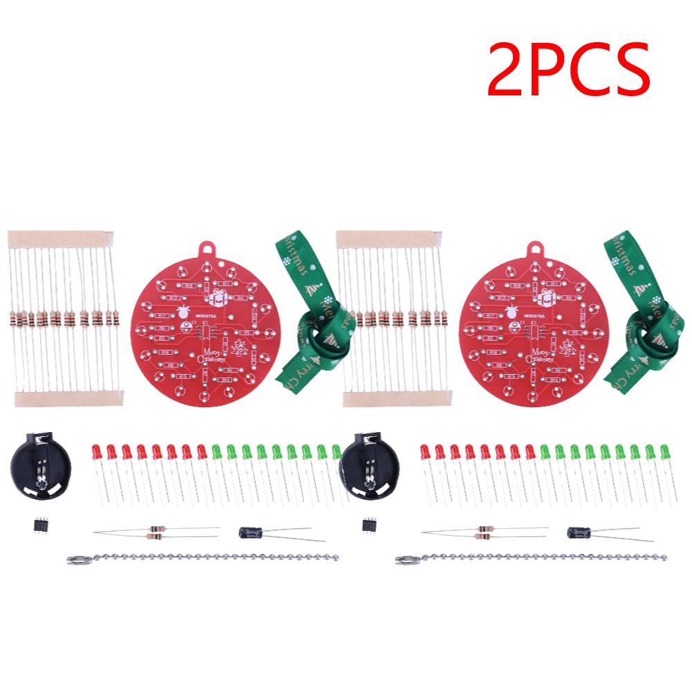 NE555 PCB Crcuit Ornaments Soldering Kit Red & Green LED Light Christmas Tree Soldering Kit for STEM Educational Valentine Day