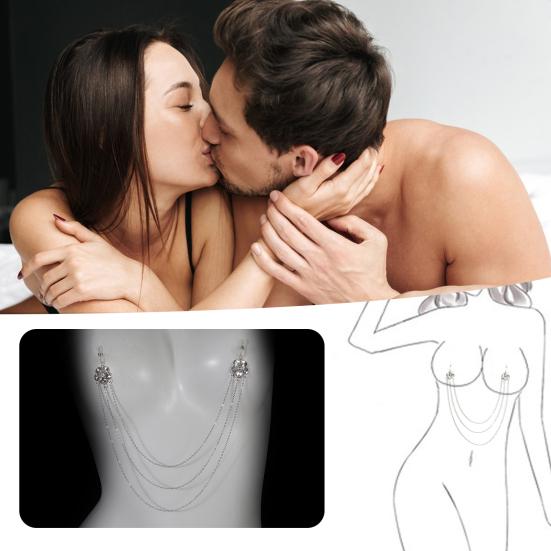 Floral Breast Chain Non Piercing Nipple Chain Sexy Layered Body Chain Jewelry Nipple Accessories for Beach Party Bikini