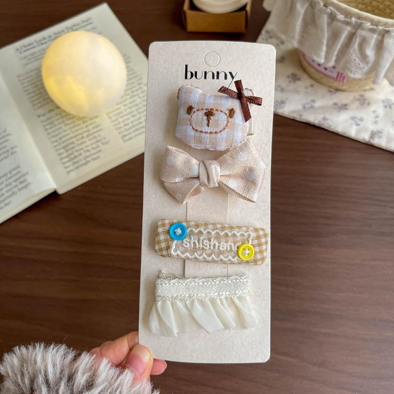 Spring and Summer New Rabbit Bow Combination Set Hairpin Cartoon Small Fresh Baby Side Does Not Hurt The Hairpin Female