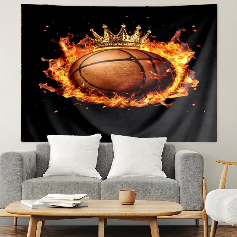 1PC Basketball Crown Fire Sport K-pop music group Tapestry Accessories for Bedroom,Livingroom, dormitory Room Wall Decor Fan Birthday Gifts