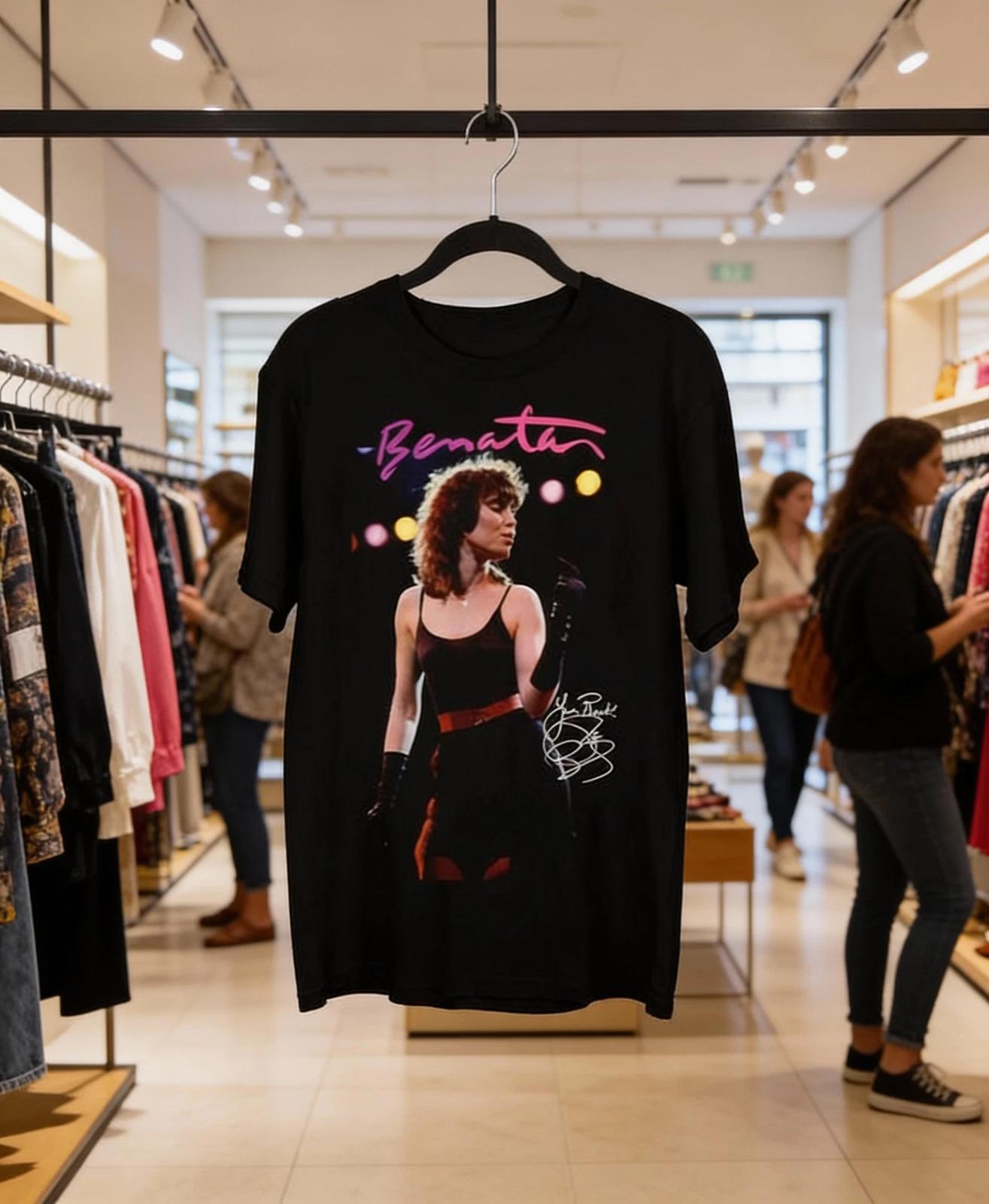 Inspire PAT BENATAR in 1983 Signature Black T-Shirt NWT S