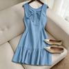 Sleeveless A-Line Dress for Women Ribbed Texture Casual Summer Dress with Ruffle Hem Lightweight and Comfortable Design