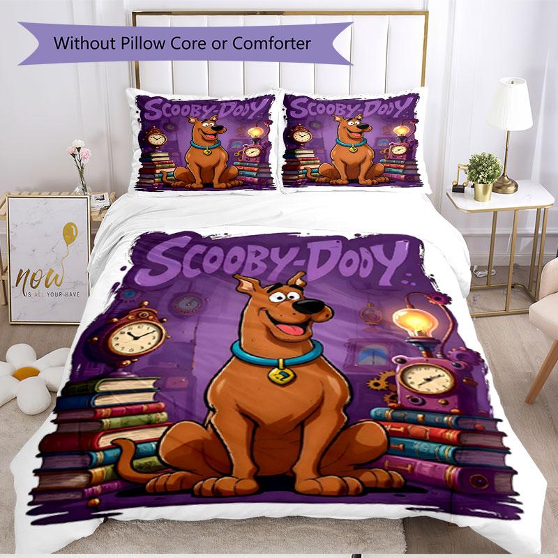 3pcs Duvet Cover Set (1*Duvet Cover + 2*Pillowcase, Without Core), Scooby Print Soft All‑Season Bedding Set, Home Bedroom Decor Gift