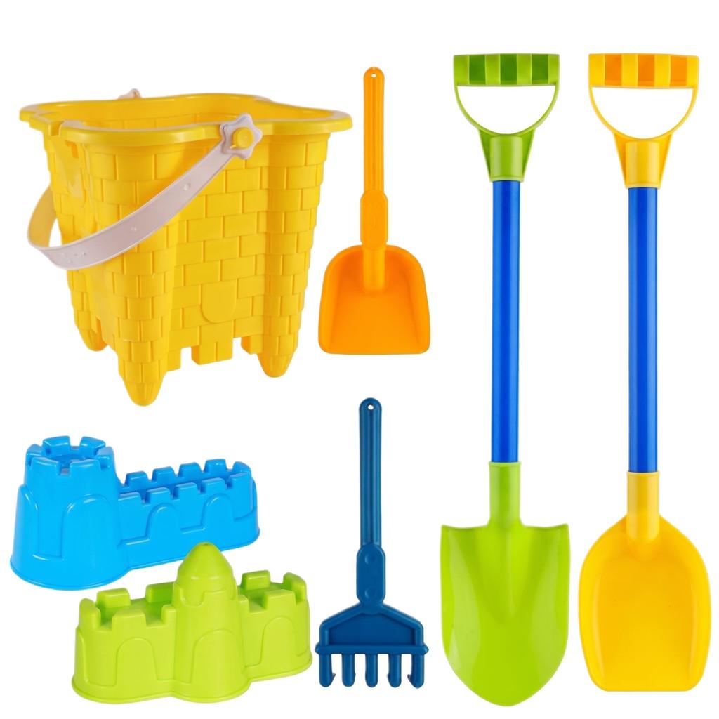 Beach Toy Set Sand Shovel Water Play Kit with Bucket Castle Molds Rake and Accessories for Outdoor Sand Activities