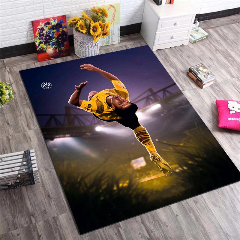 Borussia Dortmund BVB Football Player Bicycle Kick Art Print Rug, Non Slip Floor Mat for Living Room Bedroom Home Decor