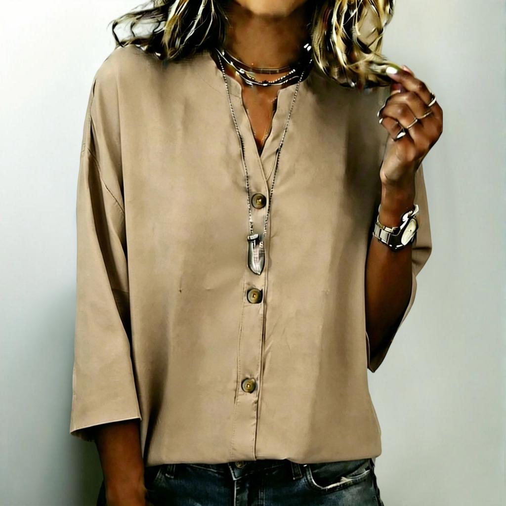 Women's Fashion New Summer Button Loose Shirt Women's Casual Versatile T-Shirt Top