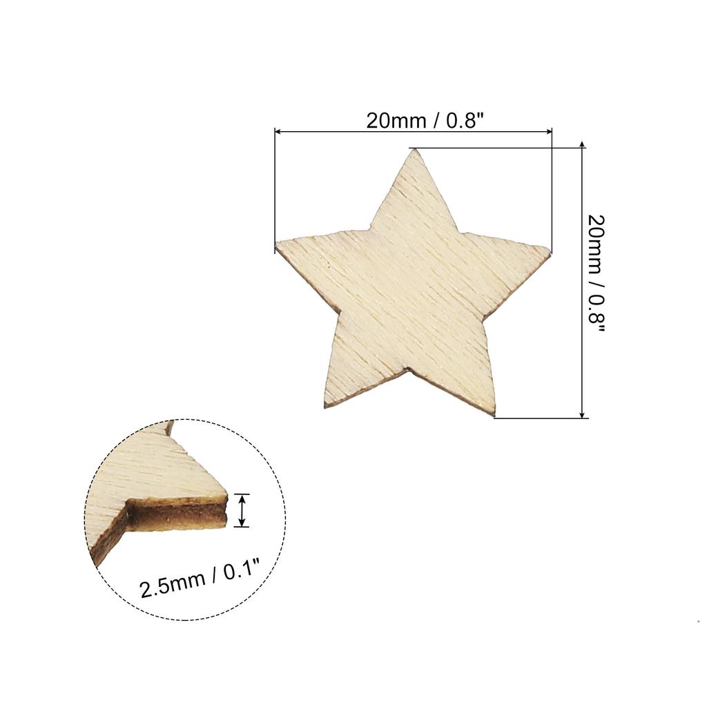 Wooden Stars 200pcs Unfinished Wood Stars Blank Wooden Cutouts Ornaments Natural Wood Pieces for Christmas Party Craft Projects