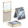 GKK For Samsung Galaxy Z Flip7 5G Magnetic Case Hinge Protection PU PC Tempered Glass Phone Cover