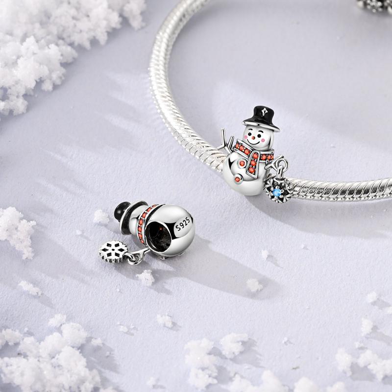 Copper Charms Winter Snowman Snowflakes Penguin Beads Pendants Fit Original Bangle Bracelet Charm Diy Jewelry Gift