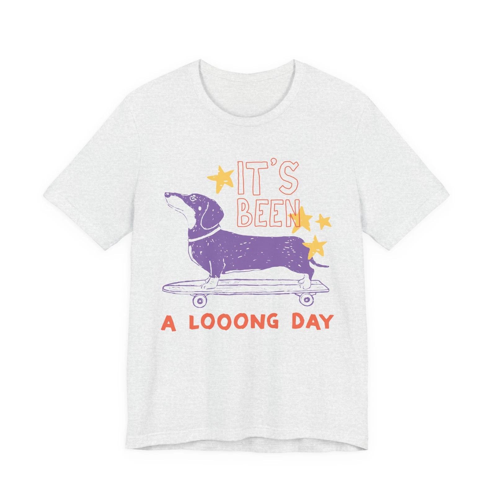 It s Been a Looong Day Dachshund Skateboard Tee | Funny Dog Unisex T-Shirt L