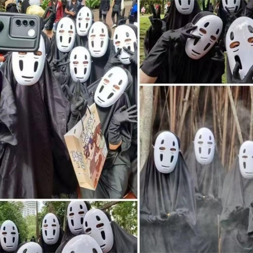 Japanese No Face Man Cosplay Costume Unisex Halloween Anime Carnival Party Adult Clothing Including Ghost Mask Gloves Comic Con