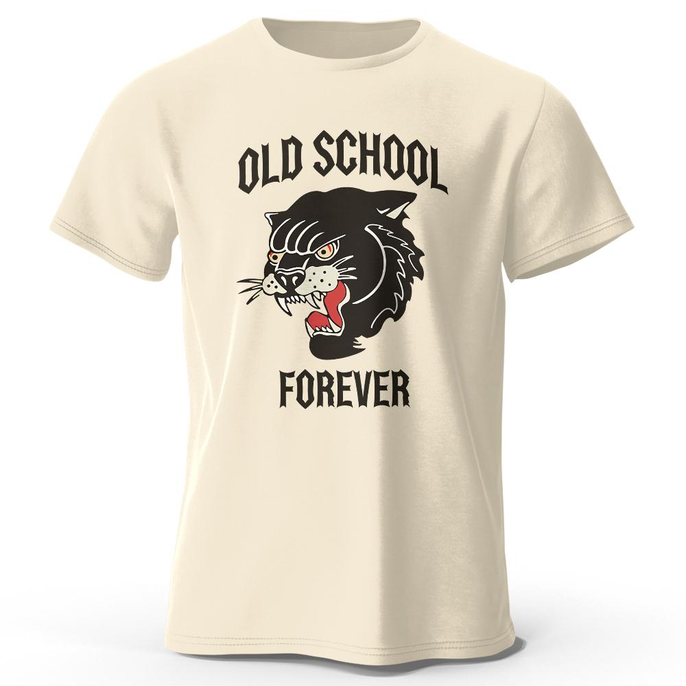 Klassisches, bedrucktes Herren-T-Shirt mit „Old School Forever“-Motiv im Vintage-Stil für den Sommer, Tops, Tees, Streetwear-Mode