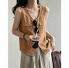 Old money style retro U-neck sleeveless vest for women in summer, super good-looking, light and thin top, thin shirt