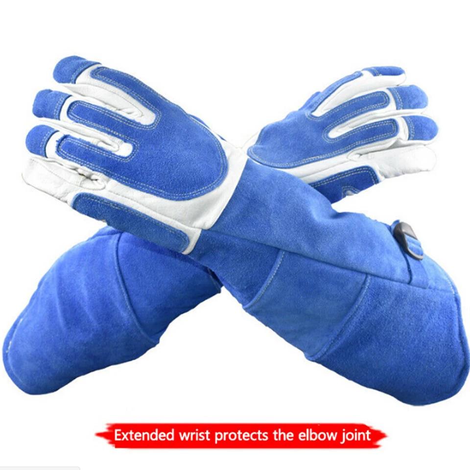 Leather Animal Handling Training Pet Gloves Rescuing Anti-bite Grooming Dog Cat Snak Gloves Gardening Work Gloves Long Sleeves