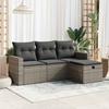 VidaXL Garden Lounge Set 4 Pcs with Grey Cushions Wicker 3325356