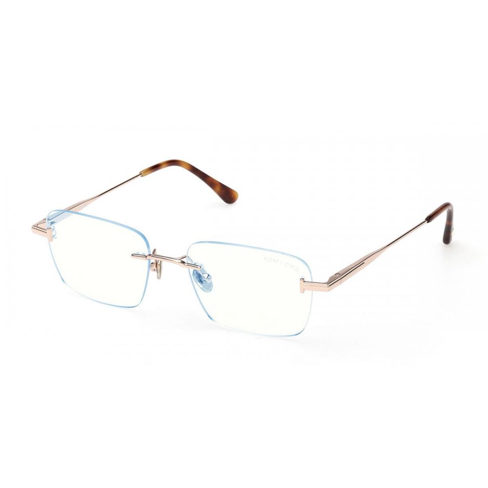 

Tom Ford Blue Light Block Unisex Eyeglasses Ft6117 B 028 Shiny Rose Gold/54-18-145