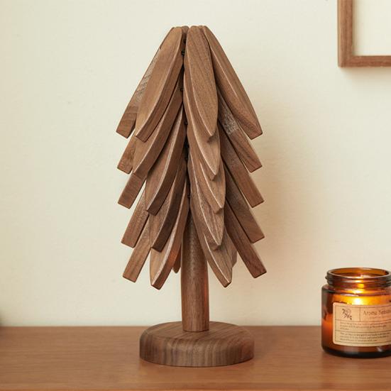 1/3/4/5 ks Ořechové dřevěné podložky se stojanem Žáruvzdorné podložky na hrnce Pánve Design tvaru vánočního stromku Podložky podložky do kuchyně Dekorace stolu Dárek