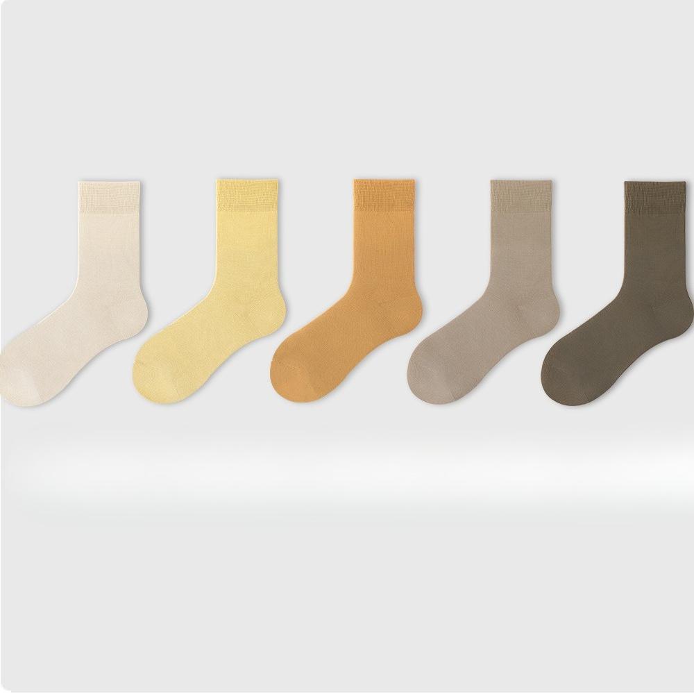 5 Pairs of Female Spring and Autumn New Pure Cotton Moon Son Boneless Tube Socks