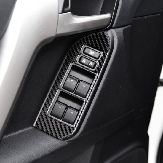 Carbon Fiber Window Switch Panel Cover Trim For Toyota Land Cruiser Prado 10-18