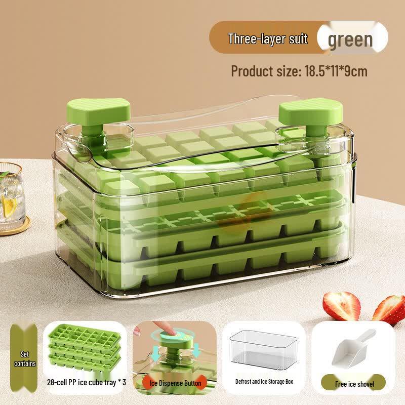 One-Touch Press Ice Cube Tray with Storage