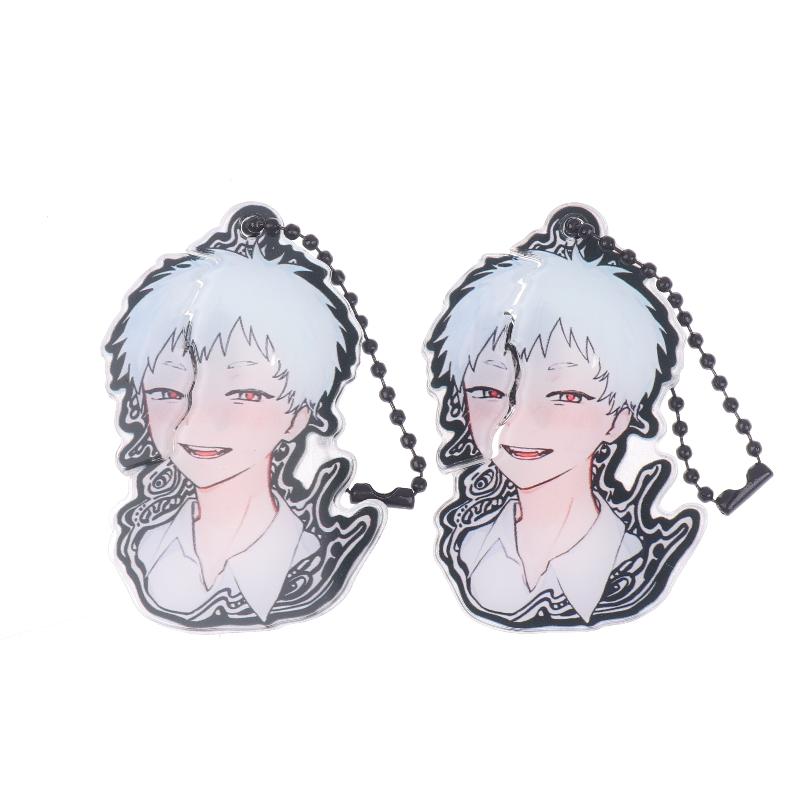 1/2Pcs The Summer Hikaru Died Tsuji Nakayoshi Keychain Anime Acrylic Pull-Out Tear Keyring Creative Key Holder Phone Pendant