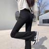Women's Black Micro-Flare High-Waisted Jeans - 2024 Winter Slimming Elastic Trendy Pants