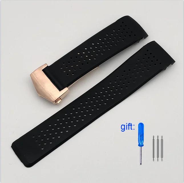 Natural Rubber Watchband For TAG HEUER GRAND CARRERA Wristband Waterproof Sport Strap 22mm 24mm Soft Silicone Watch Bracelet