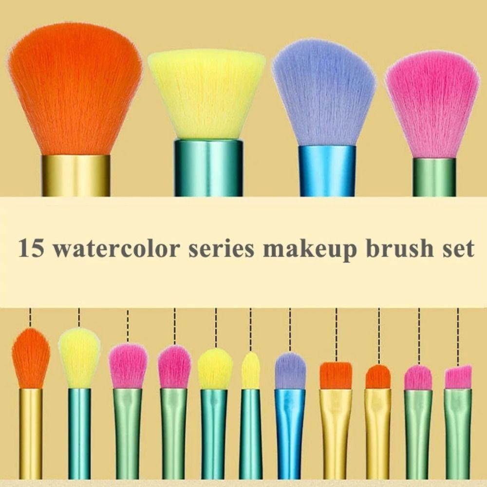 15Pcs Rainbow Makeup Brushes Set Professional Colourful Make Up Brush Set  Lips Tools