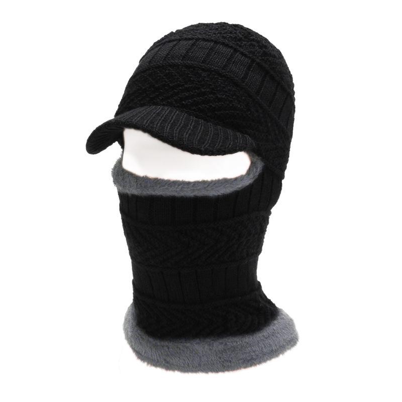 Men's Winter Wool Hat: Warm Knitted One-Piece with Face and Neck Protection for Outdoor Cycling