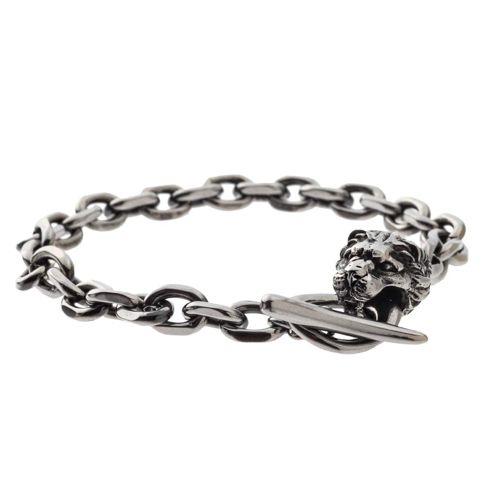 Artemis Classic Lion Bracelet Silver Stainless Brand Jewelry T-Bar (ac-acb0114) - Men's Accessory, Steel,
