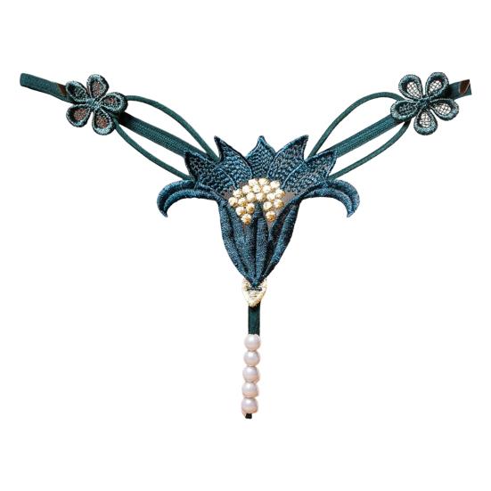 Women Panties sexy Wear-Resistant Nylon Stylish Floral Pearl Briefs Thong for Home