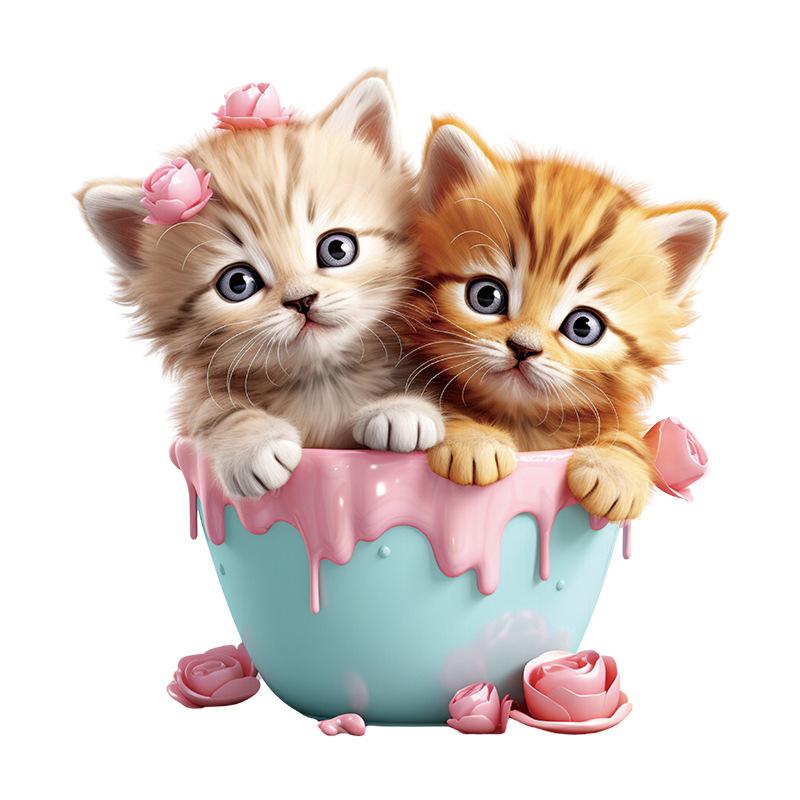 

Милые наклейки на чашку с кошкой, водонепроницаемые наклейки для ванной комнаты, декор крышки унитаза для детской комнаты, съемный виниловый настенный арт 30x30CM разноцветный