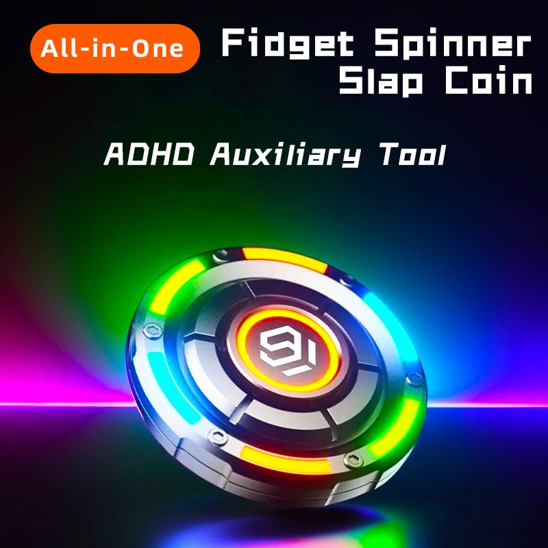 Magnetic Fingertip Spinner Edc Metal Push-Slide Toy - Stress Relief Adhd Focus Tool For Adults & Kids Fidget Toy
